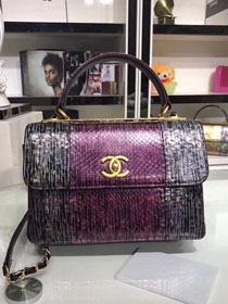 2018 CC original snakeskin top handle flap bag A92236 purple