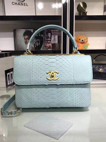 2018 CC original snakeskin top handle flap bag A92236 sky blue