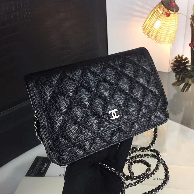 CC original caviar leather woc chain bag 33814 black