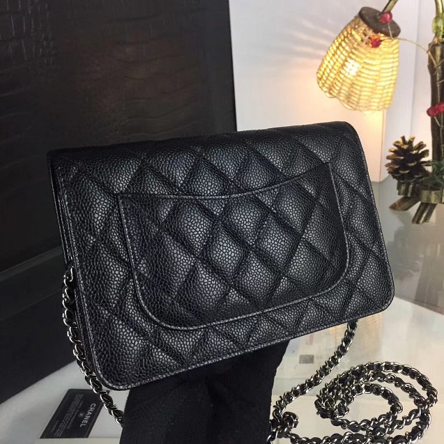 CC original caviar leather woc chain bag 33814 black