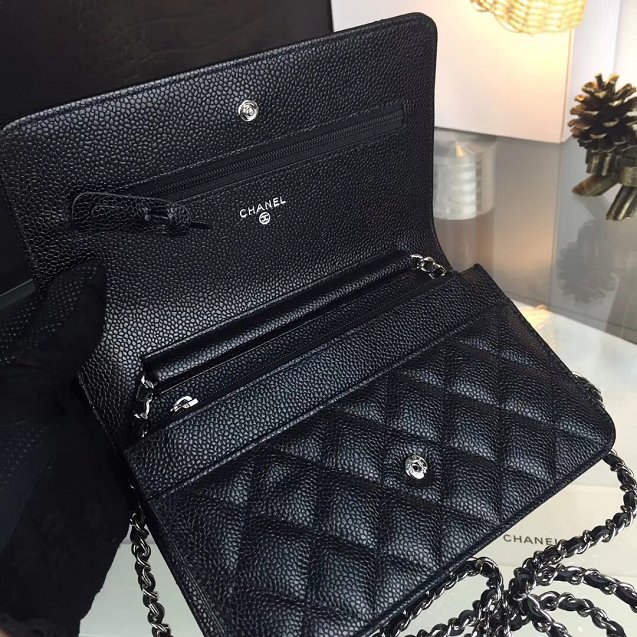 CC original caviar leather woc chain bag 33814 black