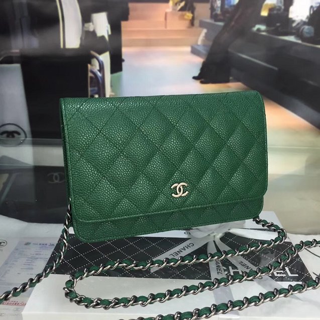 CC original caviar leather woc chain bag 33814 green