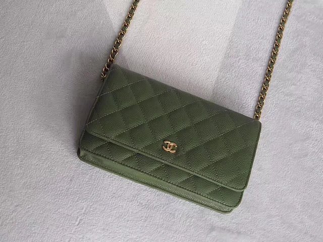 CC original caviar leather woc chain bag 33814 olive