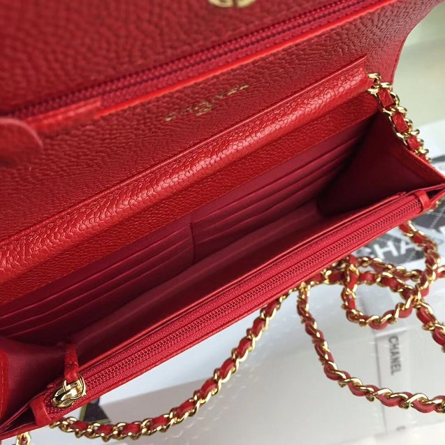 CC original caviar leather woc chain bag 33814 red