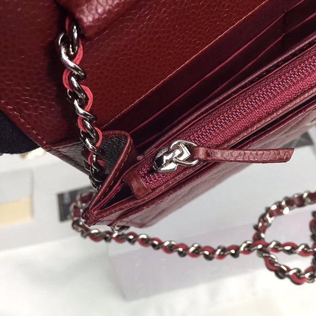 CC original caviar leather woc chain bag 33814 wine 