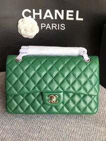 CC original lambskin leather double flap bag A1112 green