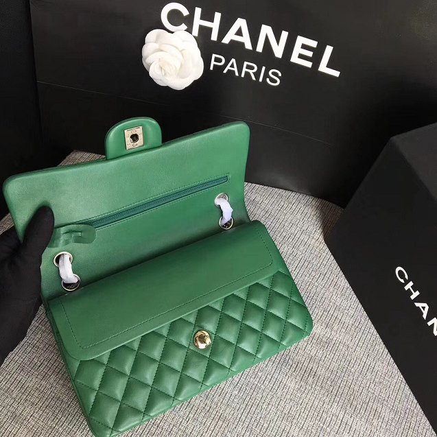 CC original lambskin leather double flap bag A1112 green