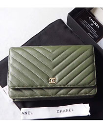 CC original lambskin leather woc chain bag 33814-2 olive