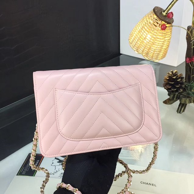 CC original lambskin leather woc chain bag 33814-2 pink