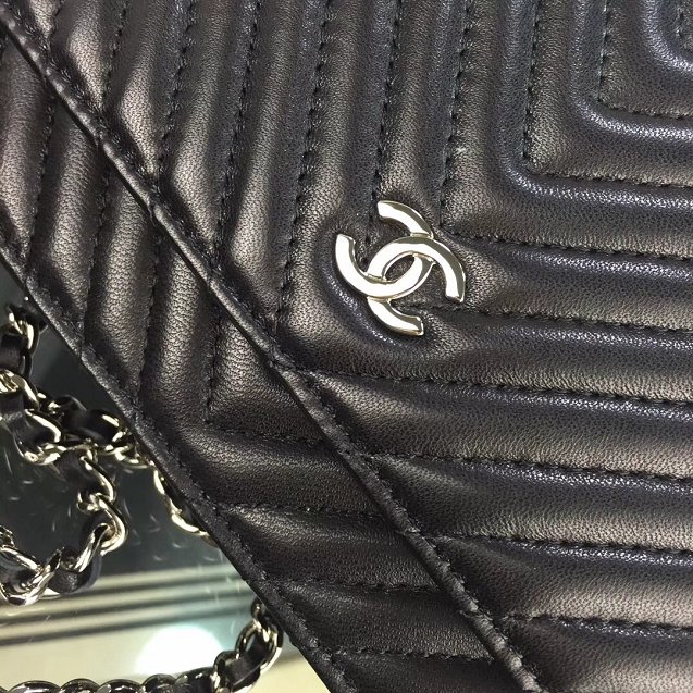 CC original lambskin leather woc chain bag 33814-4 black