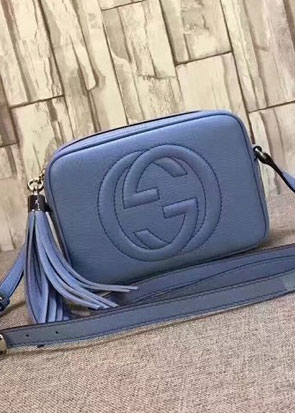 GG original calfskin leather shoulder bag 308364 blue