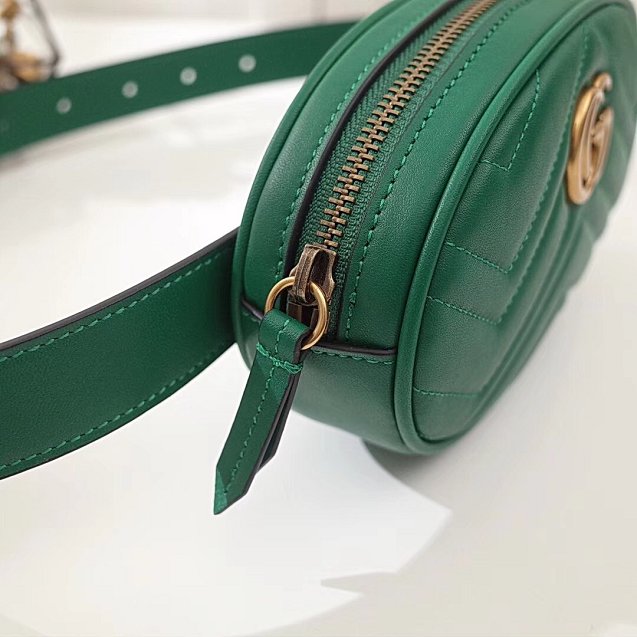 2018 GG Marmont original matelasse leather belt bag 476434 green