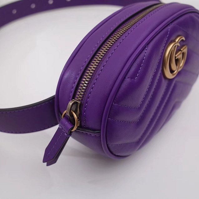 2018 GG Marmont original matelasse leather belt bag 476434 purple