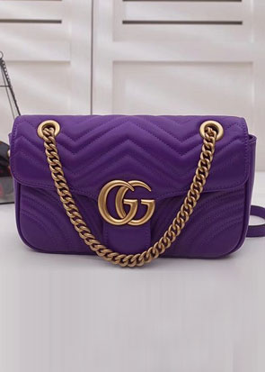 2018 GG Marmont original matelasse leather medium shoulder bag 443496 purple