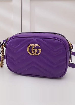 2018 GG marmont matelasse calfskin mini bag 448065 purple