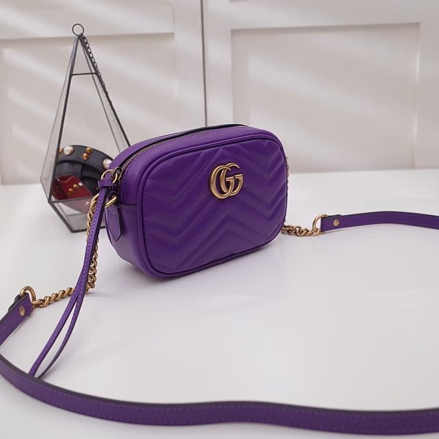 2018 GG marmont matelasse calfskin mini bag 448065 purple