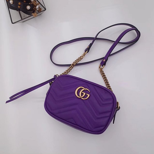 2018 GG marmont matelasse calfskin mini bag 448065 purple