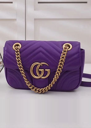 GG original calfskin marmont small shoulder bag 443497 purple