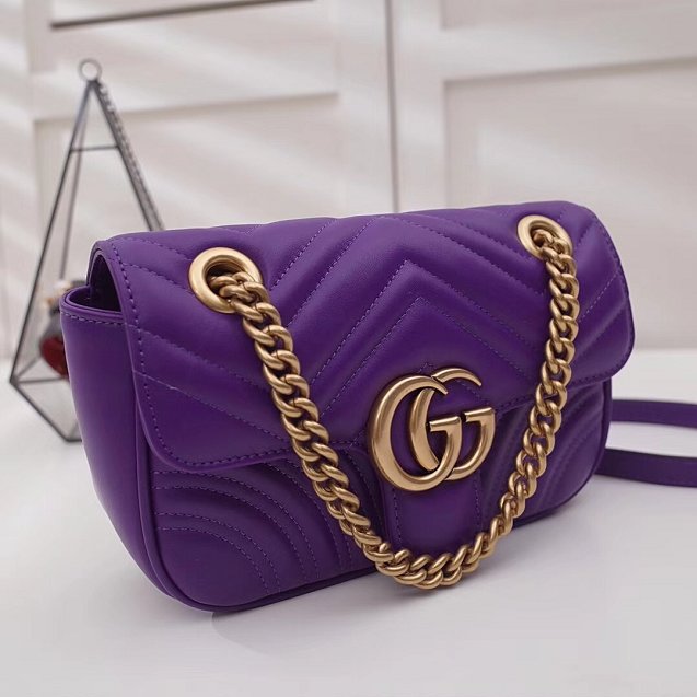 GG original calfskin marmont small shoulder bag 443497 purple