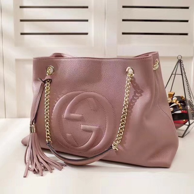 GG original calfskin leather tote bag 308982 pink