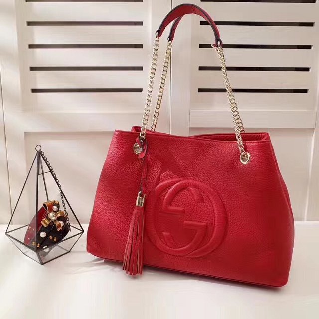 GG original calfskin leather tote bag 308982 red