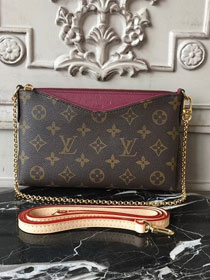 Louis vuitton original monogram pallas clutch M41638 burgundy