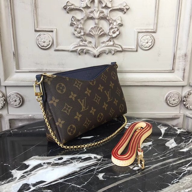 Louis vuitton original monogram pallas clutch M44058 navy blue