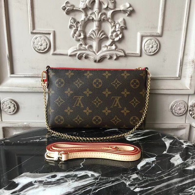 Louis vuitton original monogram pallas clutch M44058 red