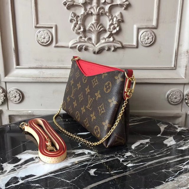 Louis vuitton original monogram pallas clutch M44058 red