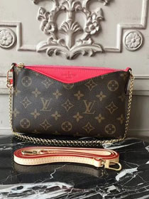 Louis vuitton original monogram pallas clutch M44058 rose red