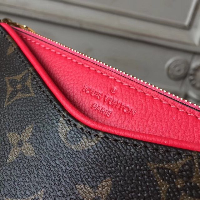 Louis vuitton original monogram pallas clutch M44058 rose red