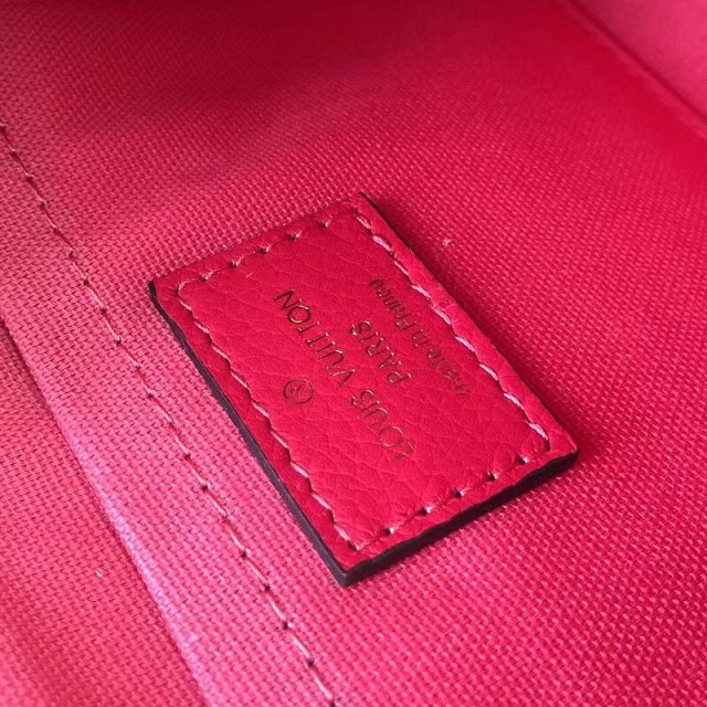 Louis vuitton original monogram pallas clutch M44058 rose red