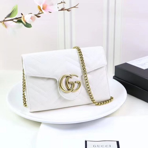 GG margaret original calfskin mini chain bag 474575 white