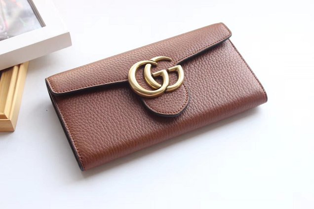 New GG marmont calfskin leather wallet 400586 coffee