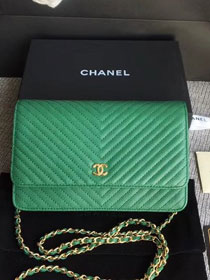 CC original grained leather woc chain bag 33814-8 green