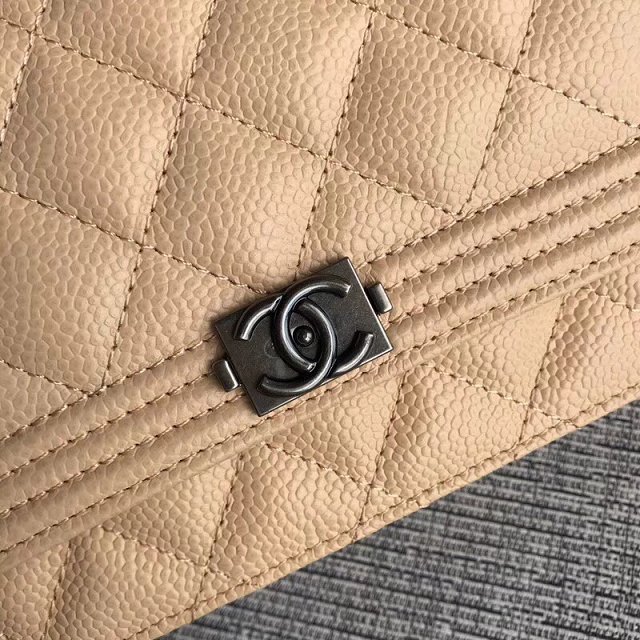 CC original grained leather woc le boy chain bag 33814-9 apricot
