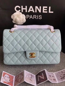 CC original lambskin leather double flap bag A1112 light blue