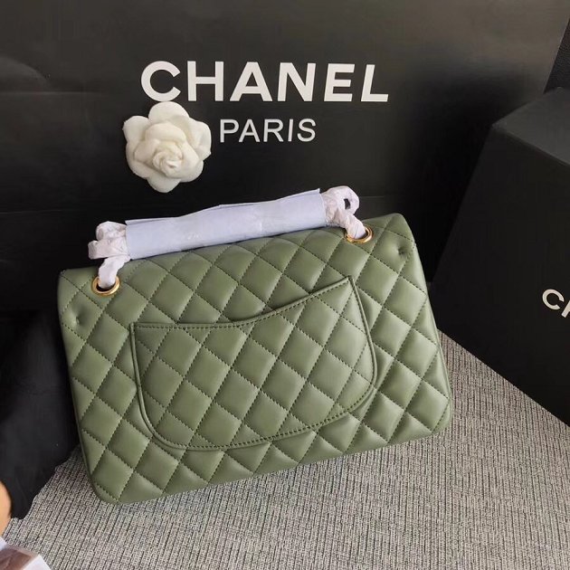 CC original lambskin leather double flap bag A1112 olive