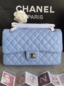 CC original lambskin leather double flap bag A1112 sky blue