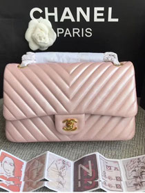 CC original lambskin medium double flap bag A1112-3 light pink