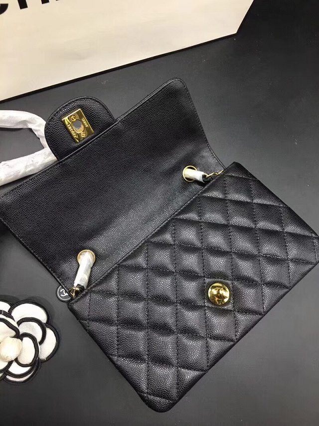 CC original grained calfskin mini flap bag A69900 black