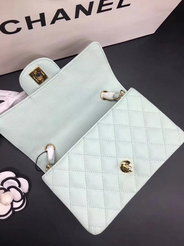 CC original grained calfskin mini flap bag A69900 light green