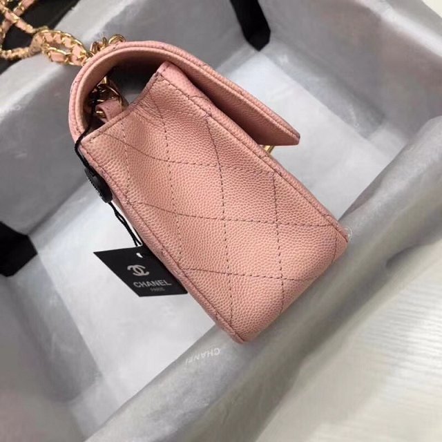 CC original grained calfskin mini flap bag A69900 pink