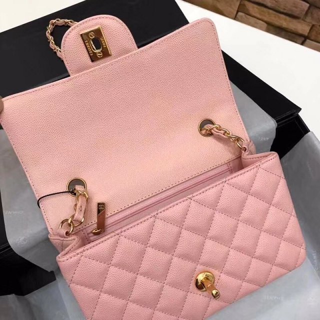 CC original grained calfskin mini flap bag A69900 pink