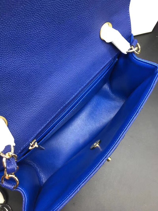 CC original grained calfskin mini flap bag A69900 royal blue