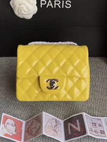 CC original patent calfskin mini flap bag A69906 yellow