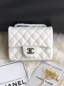 CC original patent calfskin mini flap bag A69906 white