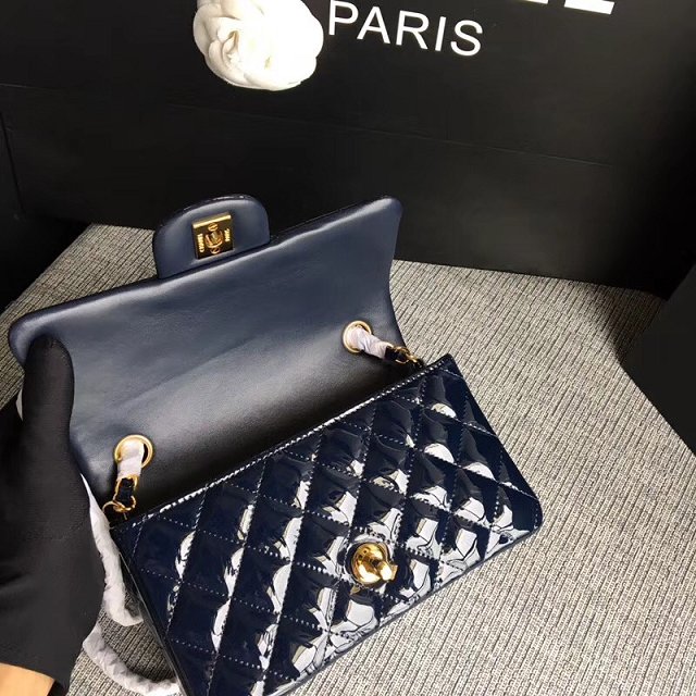 CC original patent calfskin mini flap bag A69900 navy blue