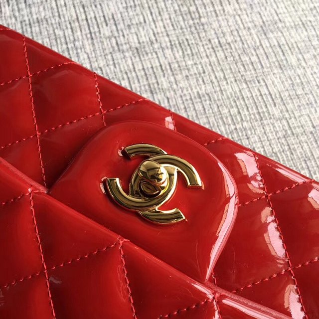 CC original patent calfskin mini flap bag A69900 red