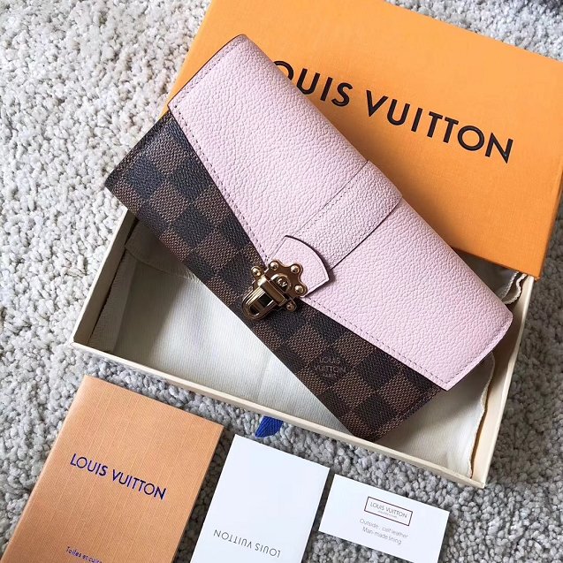 Louis vuitton original damier canvas clapton wallet N64447 pink